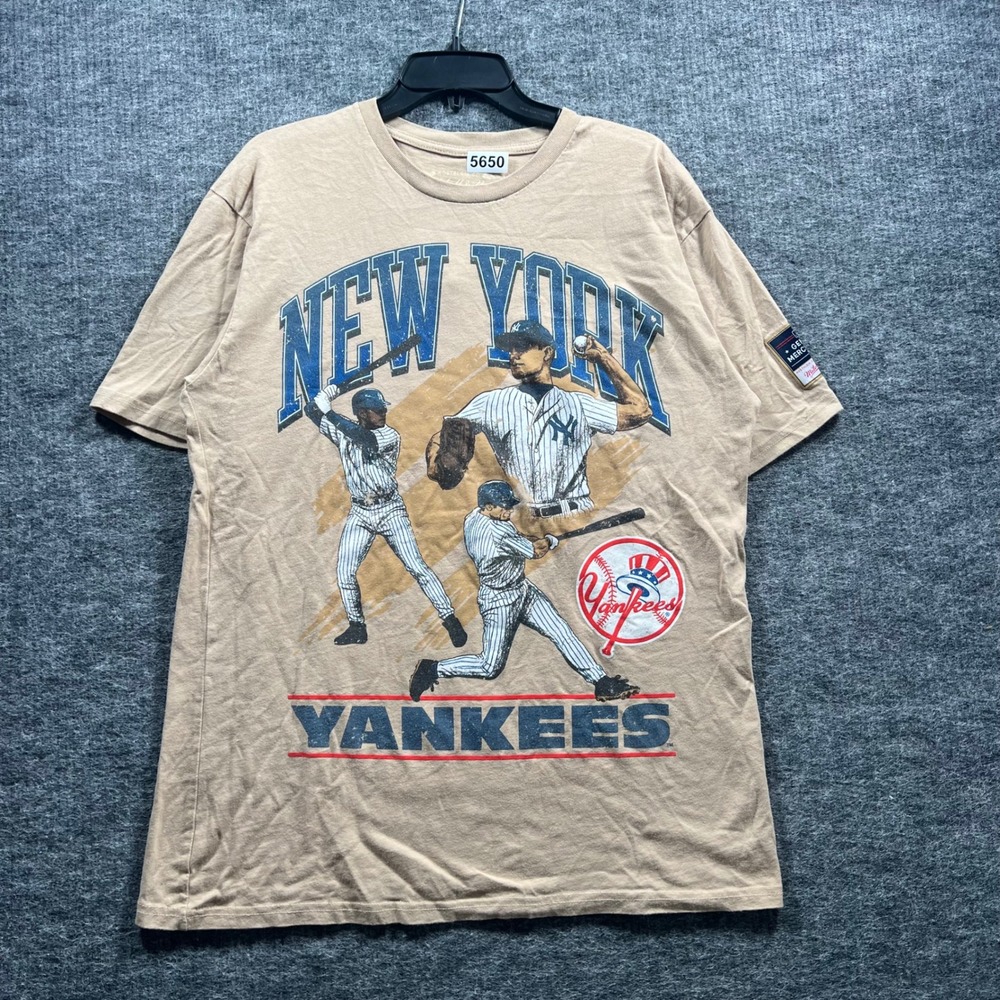 Mitchell & Ness New York Yankees Graphic T-Shirt Tan Mens Large MLB Baseball